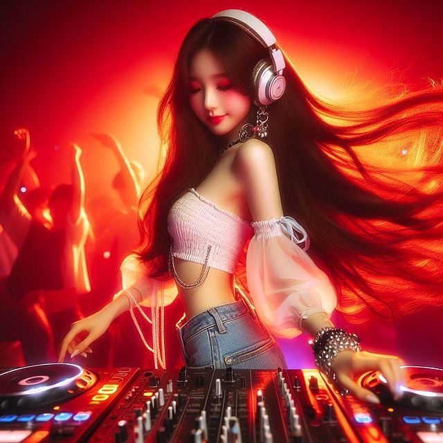 Free ai generated girl dj illustration
