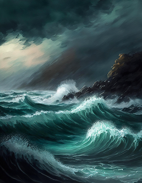 Free ai generated waves storm illustration