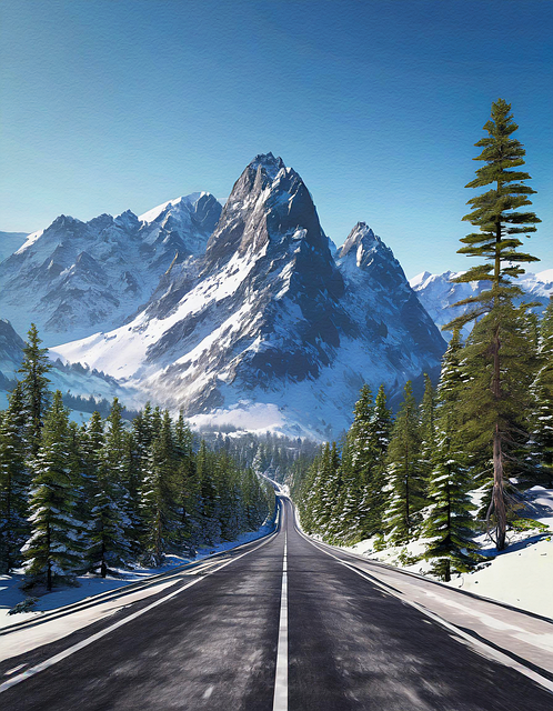 Free ai generated road forest illustration