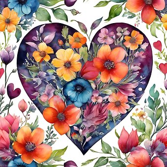 Free Heart Flower illustration and picture