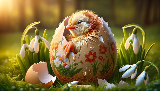 Ai Generiert, Schraffur, Küken, Ostern