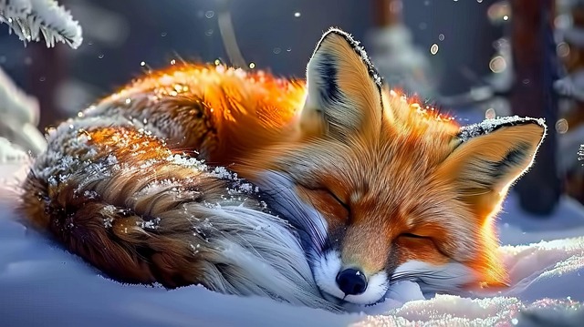 Ai Generado, Zorro, Invierno, Dormido