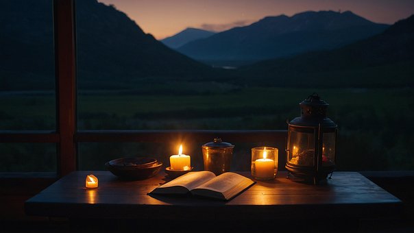 Ai Generado, Biblia, Velas, Naturaleza