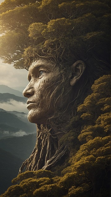 Free ai generated tree face illustration