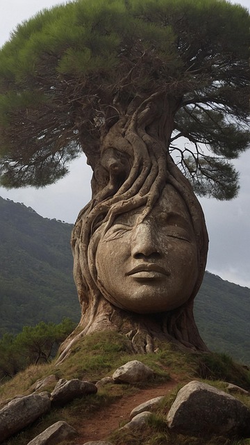 Free ai generated tree face illustration
