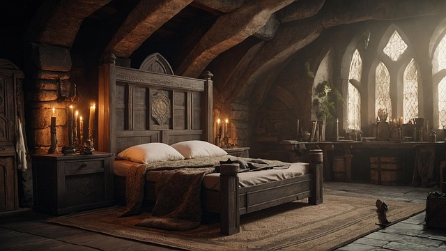 Free ai generated bed bedroom illustration