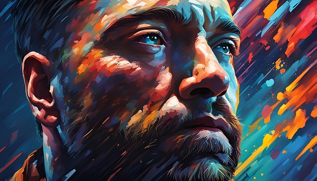 Free man introspective expression illustration