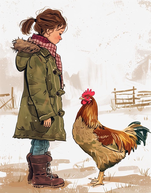 Free ai generated girl chicken illustration