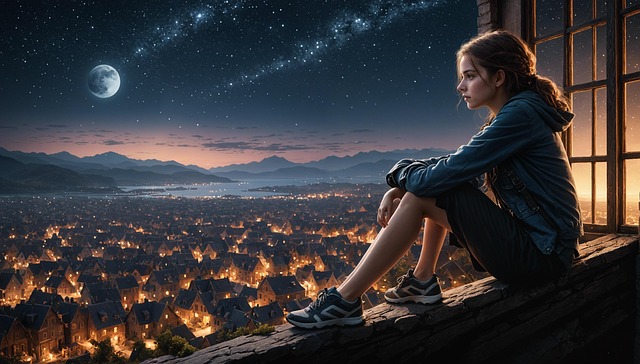 Free ai generated girl dreaming illustration