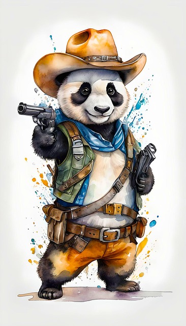 Free ai generated panda cowboy illustration