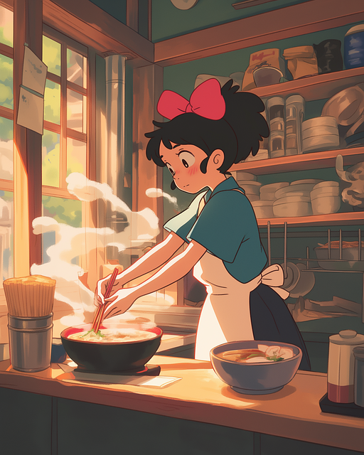Cozinhando, Garota, Anime, Ai Gerado