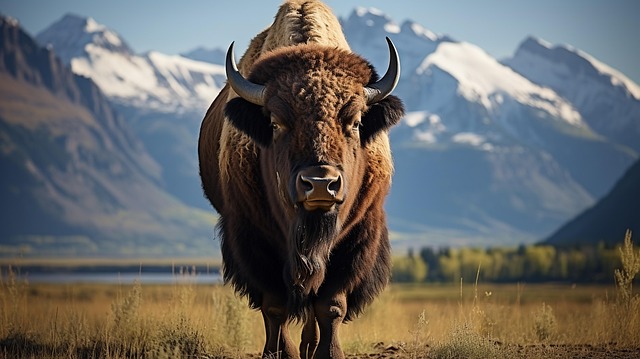 Free ai generated bison yellowstone national park illustration