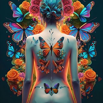 Schmetterlinge, Blumen, Symmetrie, Kunst