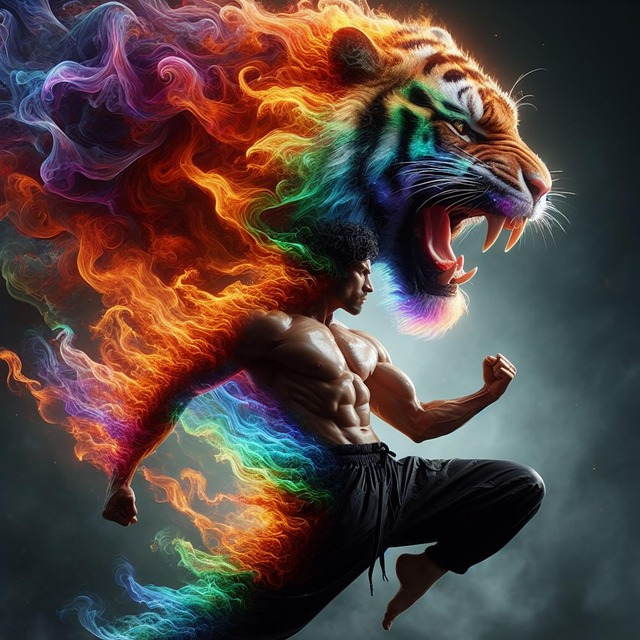 Free ai generated warrior tiger illustration