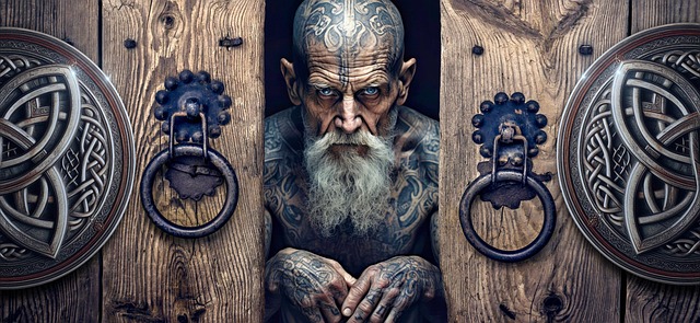 Free door man vikings illustration