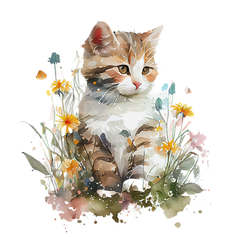 Ai Generert, Kattunge, Akvarell, Cat