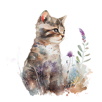 Ai Generert, Cat, Natur, Akvarell