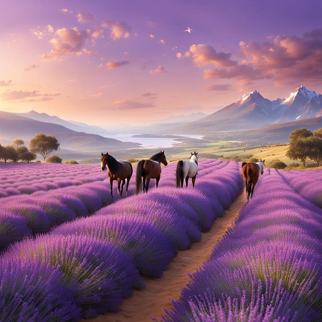 Lavanda, Campos, Natureza, Cavalos