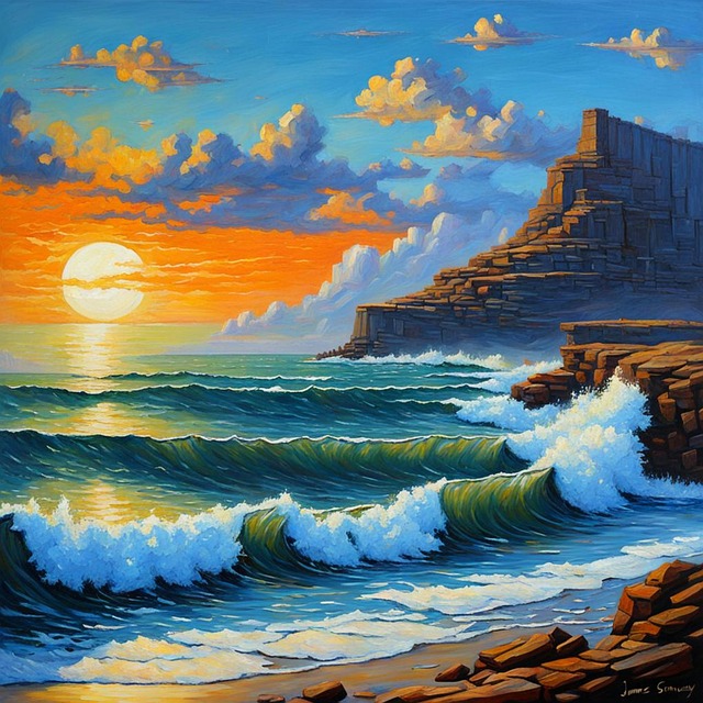 Free ai generated ocean sunset illustration