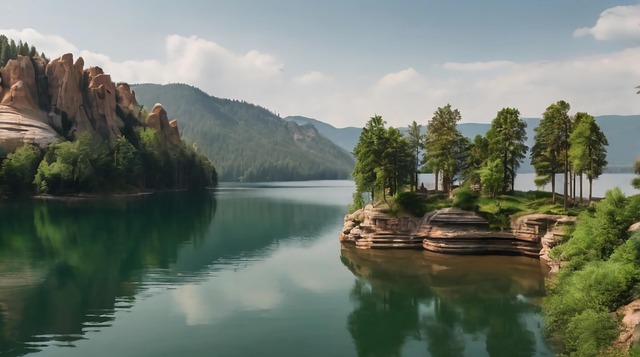Ai Generado, Lago, Árboles