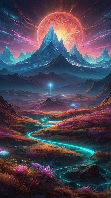 Free ai generated mountains fantasy illustration