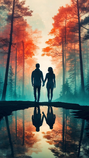 Free ai generated couple forest illustration