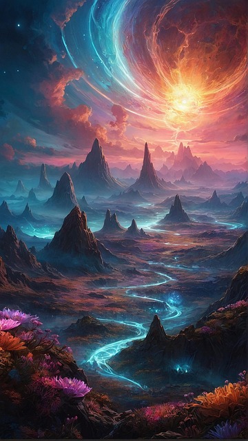 Free ai generated mountains fantasy illustration