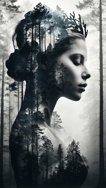 Free ai generated woman forest illustration