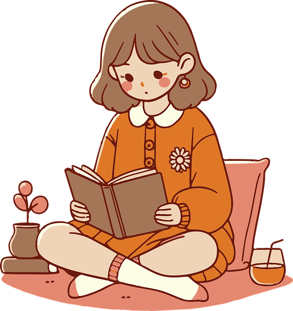 Free girl book reading illustration