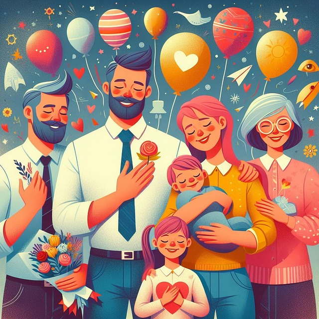 Free ai generated family party illustration