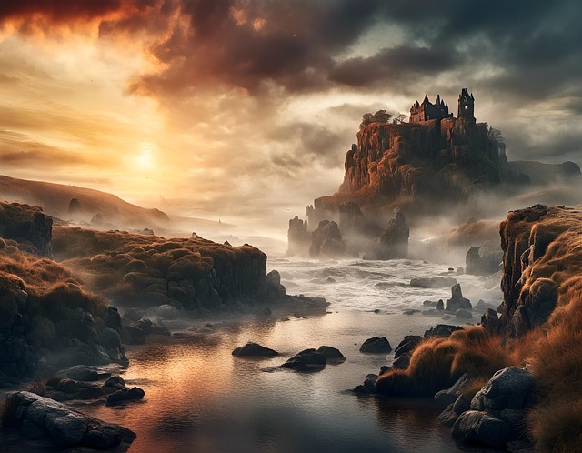 Free ai generated sea ruins illustration