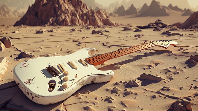 Free ai generated guitar desert illustration