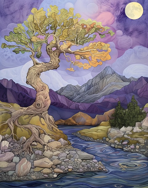 Free ai generated tree landscape illustration