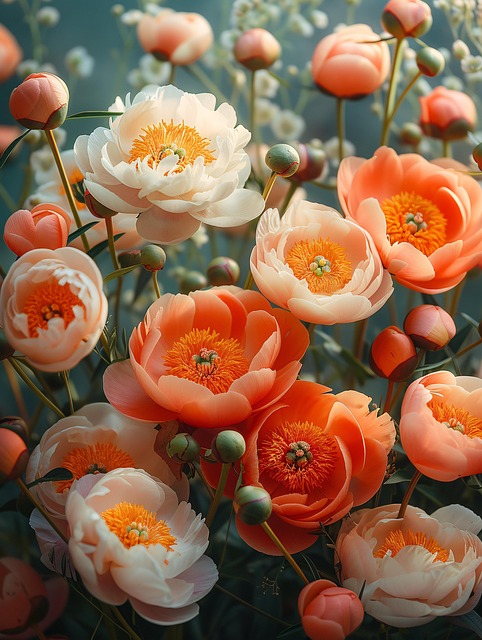 Free ai generated flowers peonies illustration
