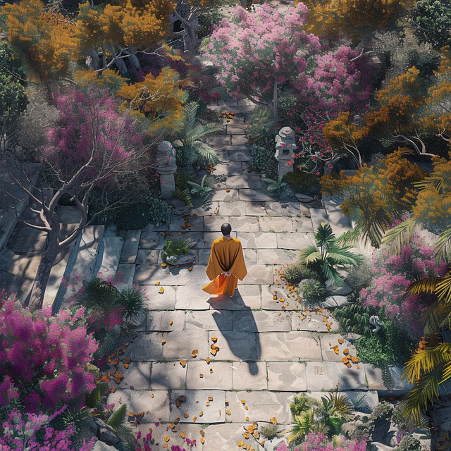 Free ai generated monk pilgrimage illustration
