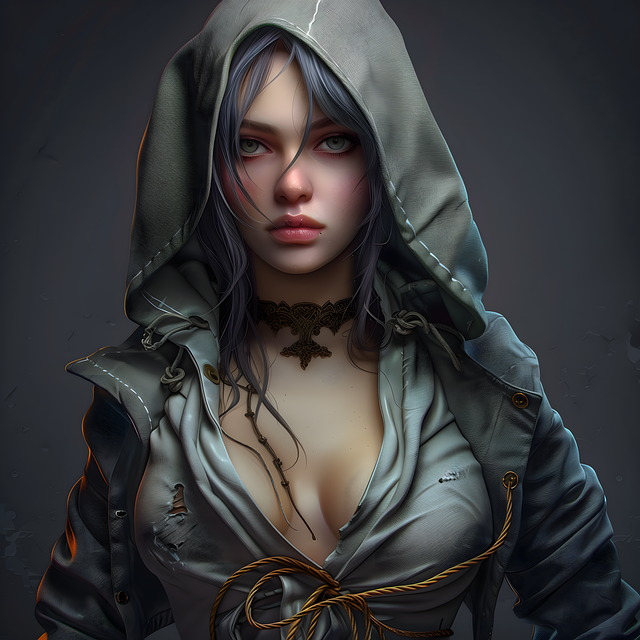 Free ai generated woman hood illustration