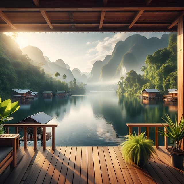Free ai generated terrace lake illustration