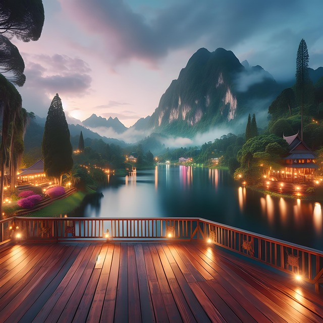 Free ai generated terrace lake illustration