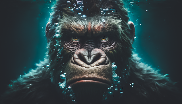 Free gorilla underwater angry illustration
