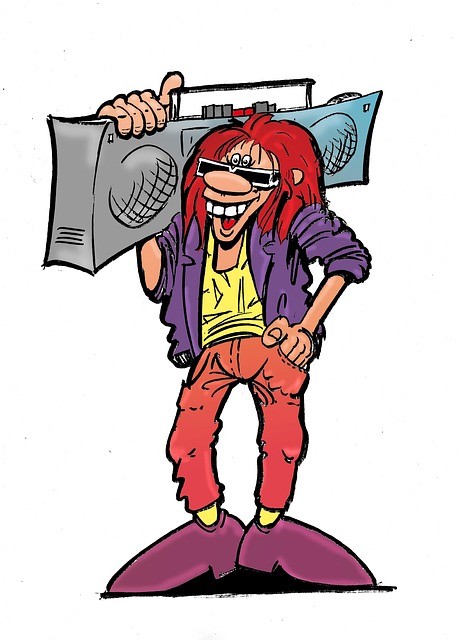 Radio, Musik, Cartoon, Karikatur, Retro