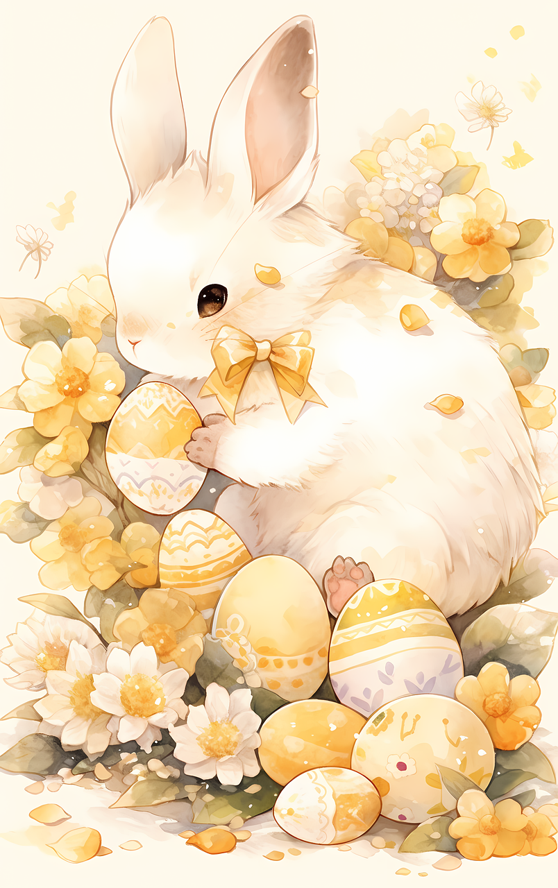 Download free HD stock image of Ai Generated Easter Free ai generated easter bunnies illustration