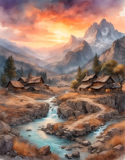 Download free HD stock image of Ai Generated River Free ai generated river landscape illustration