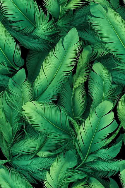 Free ai generated feathers green feathers illustration