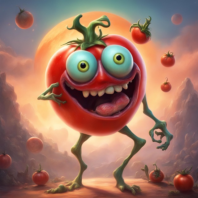 Free ai generated tomatoes zombie illustration