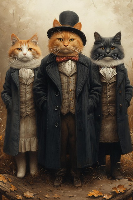 Free ai generated victorian cats illustration