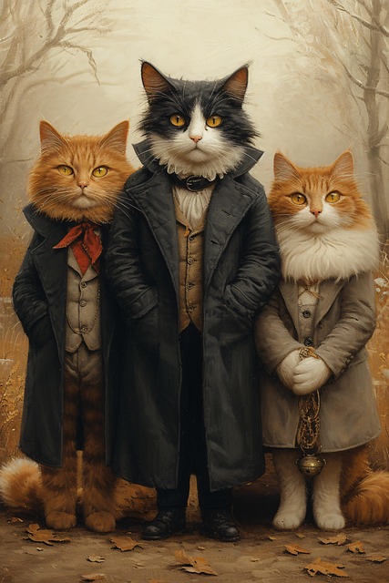 Free ai generated victorian cats illustration