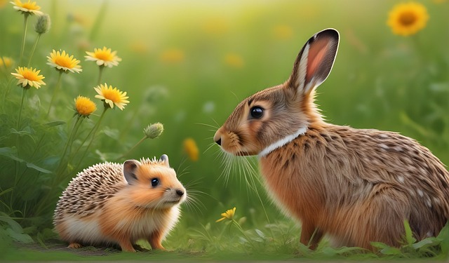 Free ai generated the hare and the hedgehog the brothers grimm illustration