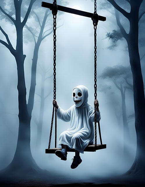Free child swing set ghost illustration