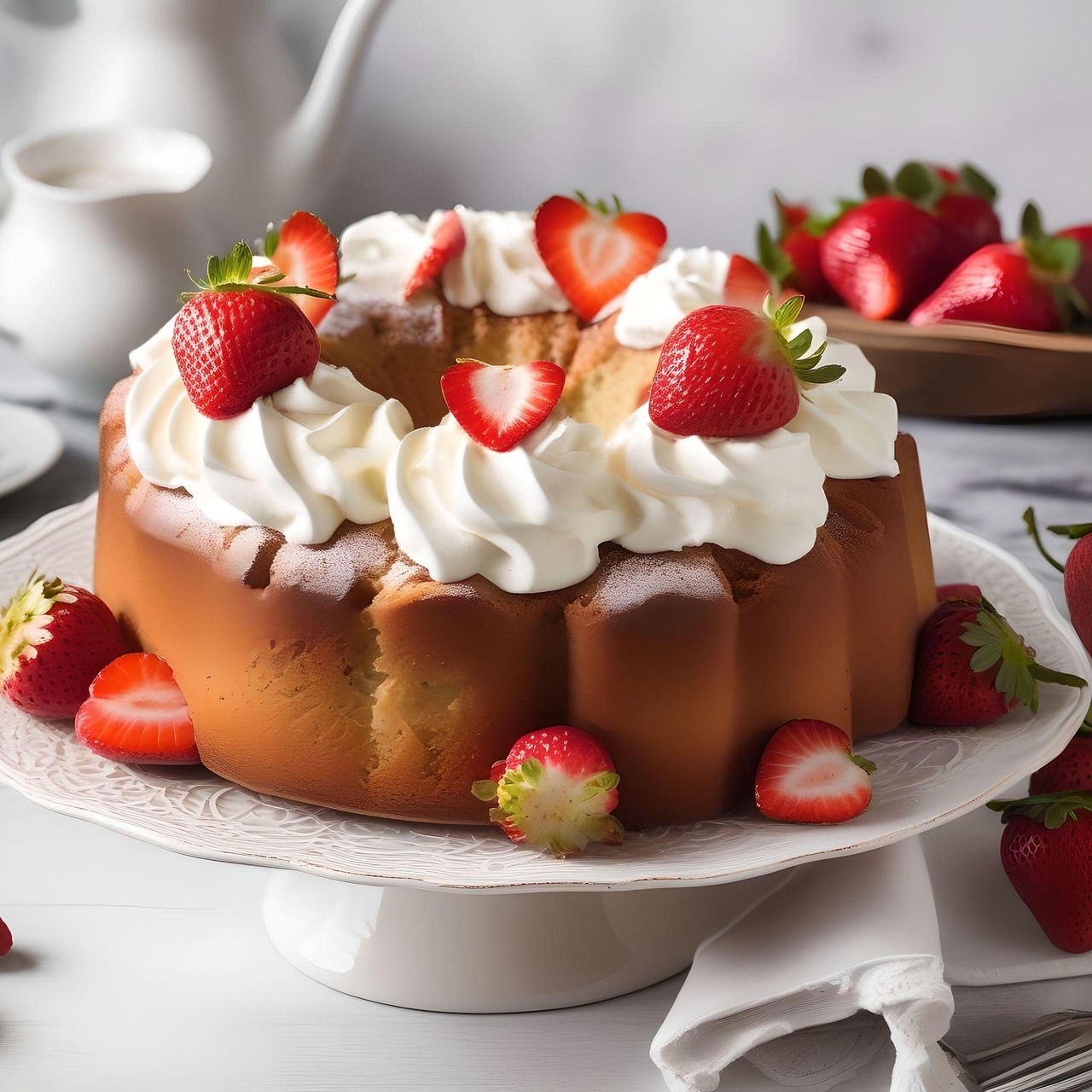 Quatre quarts au fromage et fraises