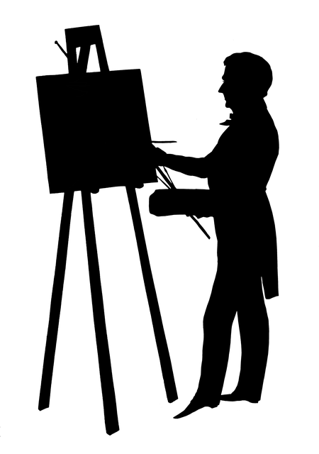 Kunstner, Silhuett, Maler, Staffeli